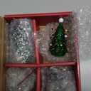 HDCRYSTALGIFTS Set 4 Blown Glass Christmas Tree Figurine Collectible 2.5'' Art Glass Statue Holiday Decoration Sculpture Festival Gifts Home Arts