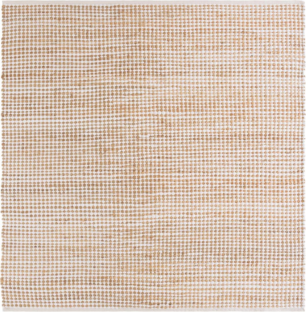 SAFAVIEH Cape Cod Collection Area Rug - 6' Square, Natural & Ivory, Handmade Jute & Cotton, Braided Design, Ideal for The Living Room, Dining, Bedroom (CAP175A)