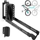 Swivel Bike Rack Wall Mount, Bike Hangers for Garage, Space-Saving Vertical Bike Holder, Holds up to 77 lbs, Bicycle Wall Hanger Storage, No Heavy Lifting Required Indoor Hanging Bike Rack-Black