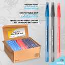 Enday Pens Ballpoint, Long Lasting Ink Pens Bulk 240 Pack (100 Black, 100 Blue & 40 Red), Smooth and Consistent Writing Pens, Medium Point (1.0mm) Flexible Round Barrel for Writing Comfort