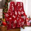 Christmas Throw Blanket Soft Fleece Red Snowflake Blanket Home Dcor Plush Christmas Throw Bed Blanket Throws for Winter Bedding Couch, 50x60 Inches