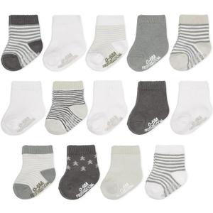 Fruit of the Loom Baby & Toddler Grow & Fit Flex Zones Cotton Stretch Socks - Unisex, Girls, Boys (6-12 Months, Grey Stripe)
