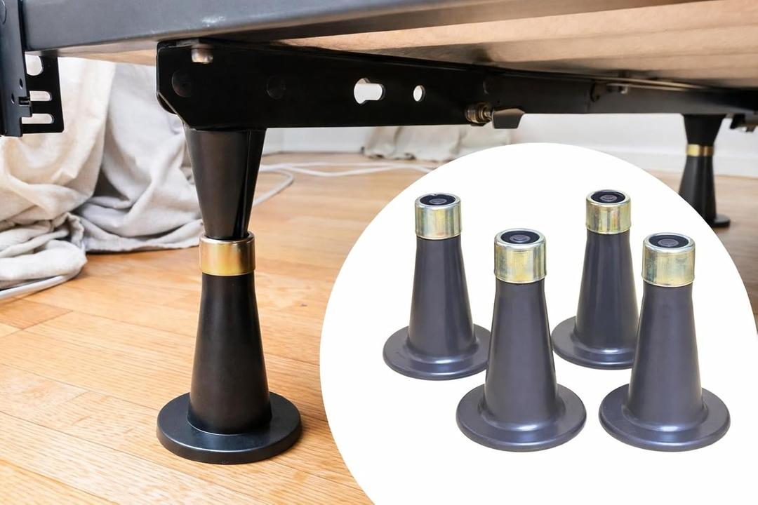 4PCS Reinforced Bed Frame Feet to Replace Wheels, Raise Bed By 2.6 inches, Easy to Install, Prevent Sliding & Protect Floor, Plastic Bed Frame Feet Replacement