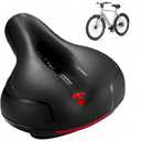 Bike Seat Cushion, Comfort Wide Bike Saddles with Dual Shock Absorption Balls for Men Women, Bicycle Seat Replacement Accessory Fit for Mountain or Road Bikes