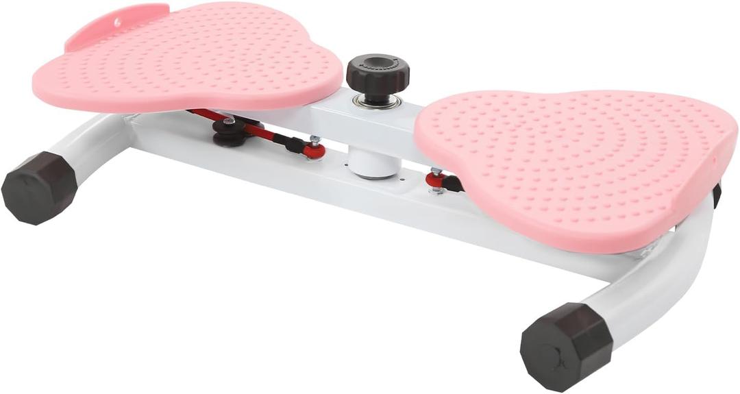 Waist Twister, Non-Slip Dual Pedal Ab Machine with Resistance Bands, Home Fitness Core Trainer for Slim Waist & Abs Workout, 260 lbs Capacity (Pink)