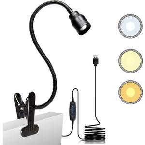 YMCRLUX Zoomable LED Reading Lights for Bed Headboard, Clip on Spotlight Lamp for Desk, Dorm Bed, Dimmable USB Clamp Book Light with Flexible Gooseneck, Adjustable Beam Angle 15-80