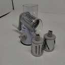 Geedel Rotary Cheese Grater Cheese Shredder with 5 Interchangeable Blades - Upgraded Rotary Grater Featuring Strong Suction Base for Cheese Shredding, Wavy Slicing, Nut Grinding, and Ice Shaving (White)