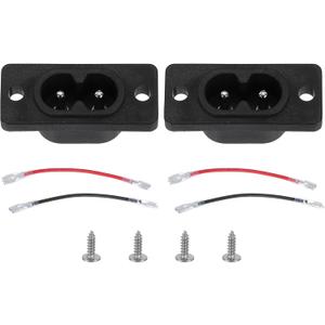 uxcell C8 Panel Mount Plug Adapter AC 250V 6A 2P IEC Plug Power W 2 Wire 2pcs with Screws