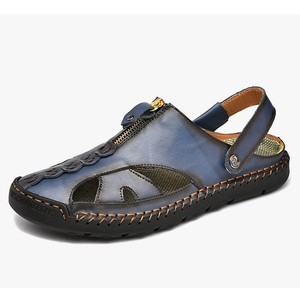 Mens Sandals Leather Closed Toe Outdoor Summer Anti-Slip Beach Sandals
size 46