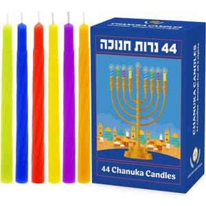The Dreidel Company Hanukkah Candles Menorah Candles Chanukah Candles 44 for All 8 Nights of Chanukah (Multicolored Candles, Single) (Single)