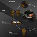 LVIOE Night Driving Glasses for Women with Polarized Anti Glare Yellow Lens, Classic Designer Sun Glasses UV Protection