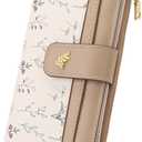 GAEKEAO Womens Wallet Slim Thin RFID Blocking Floral Vegan Leather Card Holder Bifold Long Ladies Wallet with Zipper Pocket