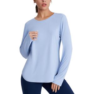 Women's Rash Guard Long Sleeve UV Sun Protection Shirts with Thin Hoodie UPF 50+ Lightweight SPF Tops for Hiking (Blue, S)