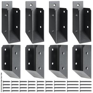 201 Stainless Steel 2" x 4" (1 " x 3 " Actual) Deck Railing 35 Stair Connectors, for Deck Railing Stair Handrail Connection Installation Deck Railing Bracket (4 Pair-Black)