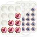 Regular 12 Cup and Mini 24 Cup Nonstick Cupcake Pan Set Silicone Muffin Pan for Baking Silicone Cupcake Mold with Metal Reinforced Frame BPA Free (2 Pcs, Cream)