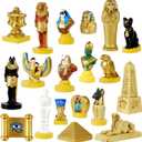 19 Pcs Egyptian Figurines Set Resin Ancient Egypt Decor Hand-Painted Small Ancient Egyptian Pyramid Mummy Pharaoh Anubis Statue Egyptian Gods for Table Home Decoration