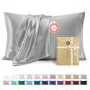 Bedsure King Size Satin Pillowcase Set of 2 - Silver Grey Pillow Covers for Hair and Skin with Envelope Closure, Similar to Silk Pillow Cases, Gifts for Women Men, 20x36 Inches, 2pcs