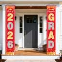 OHOME Graduation Decorations 2026 - Red Gold Congrats Grad Porch Banner for Graduation Party Decorations - Class of 2026 - Party Favors Supplies Backdrop Yard Signs Decor (Red)
