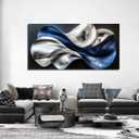 JuhaiArt Blue Wall Art Flow Painting Wall Decor for Office, 59"L x 29"W