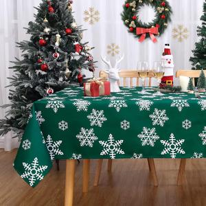 CAROMIO Christmas Tablecloth, Christmas Decorations for Home Indoor Table Decor Table Cloths Rectangle 60 x 120, Xmas Winter Farmhouse Tablecloth Snowflakes Decorations for Banquet Party, Green