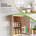 CIEO Straw Organizer for Cabinet Door Storage, 9.5" Large Acrylic Holder for Reusable Tumbler Straws Chopsticks Spoons, Adhesive Under Cabinet Mount Kitchen Container (Transparent)