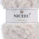 NICEEC 1 Skeins Faux Fur Yarn Super Soft, Chunky & Fluffy, Eyelash Yarn for Crochet & Knitting (Total Length 70yds,3.53oz) - White