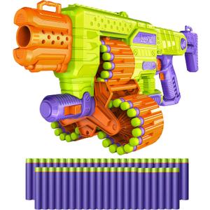 DART ZONE Savage Spin Semi-Auto Foam Dart Blaster 45-Dart Triple-Drum Motorized Foam Dart Gun NERF Dart Compatible Soft Bullet Toy Gun for Kids w. 90 Darts AKA Adventure Force Gun 80 ft Range, 21.65 inches