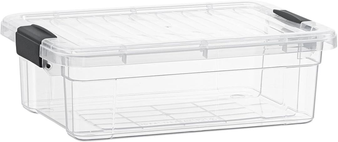Superio Mini Clear Plastic Storage Bin with Lid, Non-Toxic, BPA Free, Odor Free, Organizer Storage Box, Stackable Plastic Tote for Home, Garage, School, and Office, 1.25 Quart (8.25"x5.5"x3")