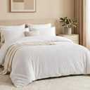 100% Cotton King Duvet Cover Set with 2 Pillow Shams, White