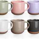 Gencywe Morandi Color Ceramic Mini Espresso Cups Set of 6, 5 oz Expresso Mugs with Handle, Porcelain Coffee Mugs Demitasse Cups, Modern Style Cups, Microwave Dishwasher Safe Suit for Espresso Machine
