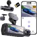 Miden X5 4K WiFi Dash Cam Front and Rear Inside, 2160P+1080P+1080P FHD 3 Channel Dash Camera for Cars, 360 All Sides Dashcam, Free 64G SD Card, G-Sensor, WDR, Night Vision, 24H Parking Monitor (T02)