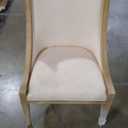 Martha Stewart Farmhouse Dining Chair, Recessed Armchair for Bedrooms, Nailhead Trim, Solid Wood Legs, Upholstered Reading Accent Chairs for Living Room, Kitchen Side Chair, Elmcrest Beige Stripe