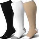 LEVSOX Wide Calf Compression Socks for Women&Men Plus Size 15-20mmHg Knee High Large Support Stockings for Circulation