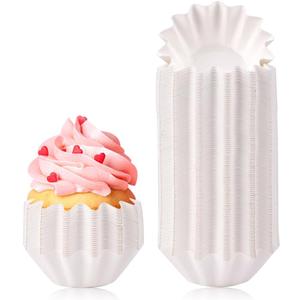 100 PCS Baking Cups Cupcake Liner Flared Brioche Standard Muffin Wrappers Greaseproof Coated Paper Cup for Wedding Birthday Holiday Party or Baby Shower (White)
