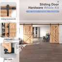 EaseLife 14 FT Double Sliding Barn Door Track and Handle Hardware Kit,Straight Pulley,Slide Smoothly Quietly,Easy Install (14FT Track Kit for 40"~42" Wide Double Door)
