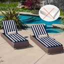 NettyPro Outdoor Patio Chaise Lounge Chair Cushion Covers with Zipper and Tie, Water Repellent UV Resistant, 80 x 26 x 3 Inch, Replacement Cover Only, Stripes Navy Blue and White