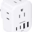 US to UK Plug Adapter for Travel, Ireland Plug Adapter, Type G Adapter with 4 Outlets 4 USB Ports (2 USB C), UK Power Adapter for USA to London Dubai England Scotland British Kenya Qatar Hongkong