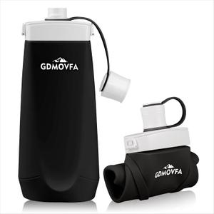 Collapsible Water Bottles,20oz Reusable Silicone Foldable Water Bottle,Portable Leak-proof Travel Water Bottle for Traveling Camping Hiking Cycling Yoga Sports Outdoor (Black)