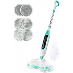 FS07 Steam Mop with Rotating Pads & LED Headlights  All-in-One Hard Floor Cleaner