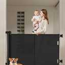 50 inch Retractable Baby Gates 34 inch Tall, Retractable Gate with Reinforced Strip Design to Prevent Crawling Through, Retractable Dog Gate for Stairs, Doorways, Hallways (Black)