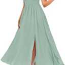 GRACE KARIN 2025 Women's Summer Floral Print Flowy A Line Maxi Dresses Sleeveless Smocked Off Shoulder Dress XL