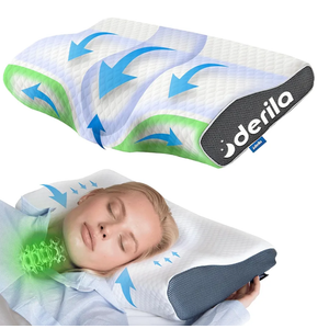 Derila Cervical Queen Size Pillow for Sleeping - Support Pillow for Side, Back, Stomach Sleepers - Contour Best Bed Pillows for Sleeping