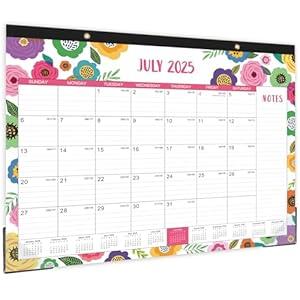 Desk Calendar 2025-2026 - 2025-2026 Desk Calendar Large, Jul. 2025 - Dec. 2026, 18 Months, 22" x 17", Large Ruled Blocks, To-do List & Notes - Colorful Floral