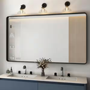 TOOLKISS 48 in. W x 28 in. H Rectangular Aluminum Framed Wall Bathroom Vanity Mirror in Black