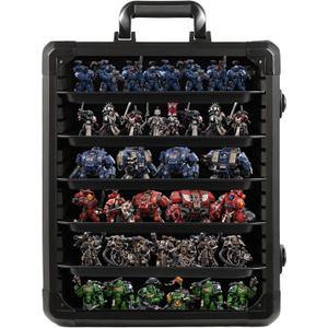 Miniature Carrying Case, Miniature Storage Case with 6 Trays, Aluminum Alloy Frame, Display and Transport Action Figure Display Case for Collectibles Miniatures, Best Gifts for Men