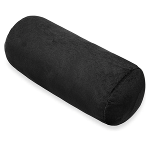 Bolster Pillow with Removable Velvet Cover, Round Cylinder Neck Roll Pillow for Head, Back, Leg Support, Decorative Bed and Couch Pillow 16 x 6 Inches (Black)