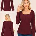 GRACE KARIN Womens Fall Long Sleeve Trendy Tops 2025 Square Neck Ribbed Casual Shirts Cozy Basic Sweater (Red, S)