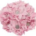 PATIKIL 3.5" Chiffon Flowers, 10 Pcs Fabric Flowers Rhinestone Pearl Sewing Fabric Appliques for Crafts Sewing Dresses DIY Clothing Headbands Wedding Party Decoration, Pink