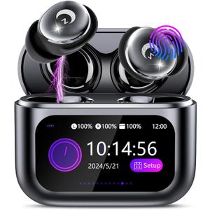 2026 Sleep Earbuds Bluetooth 5.4 in Ear Smart Touch Screen Ear Buds, 48H Playtime Mini Sleep Headphones Small Design for Side Sleepers, 5 EQ Modes, Crystal-Clear Calls, IPX7 Waterproof Earphones Black