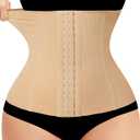 LODAY Waist Trainer Corset Shapewear Tummy Control Body Shaper Waist Cincher for Women Faja Postpartum Belly Band Wrap (Small, Beige Hook)